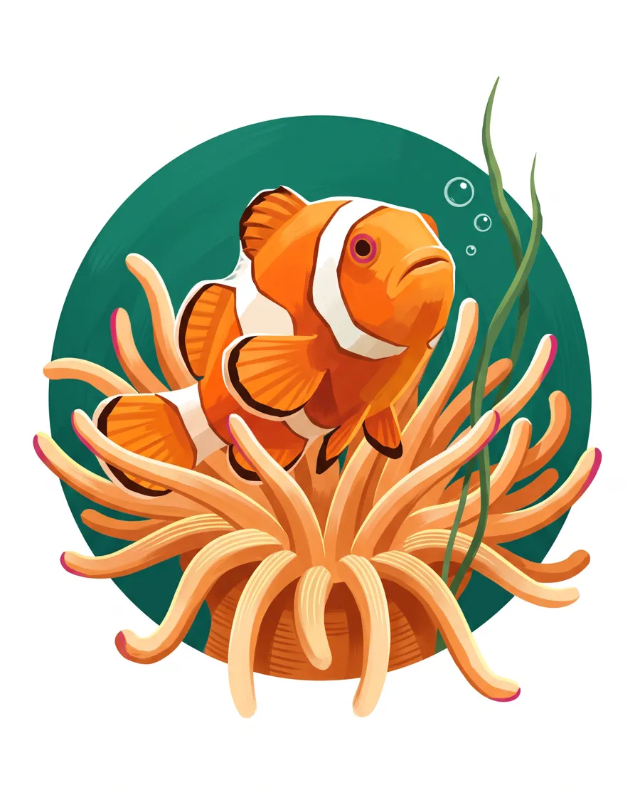 Clownfish and anemone color reference from Quiet Ocean