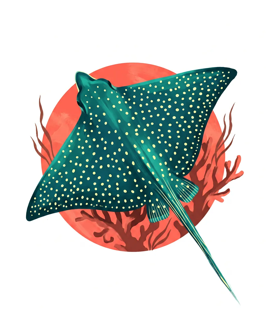 Spotted eagle ray color reference from Quiet Ocean