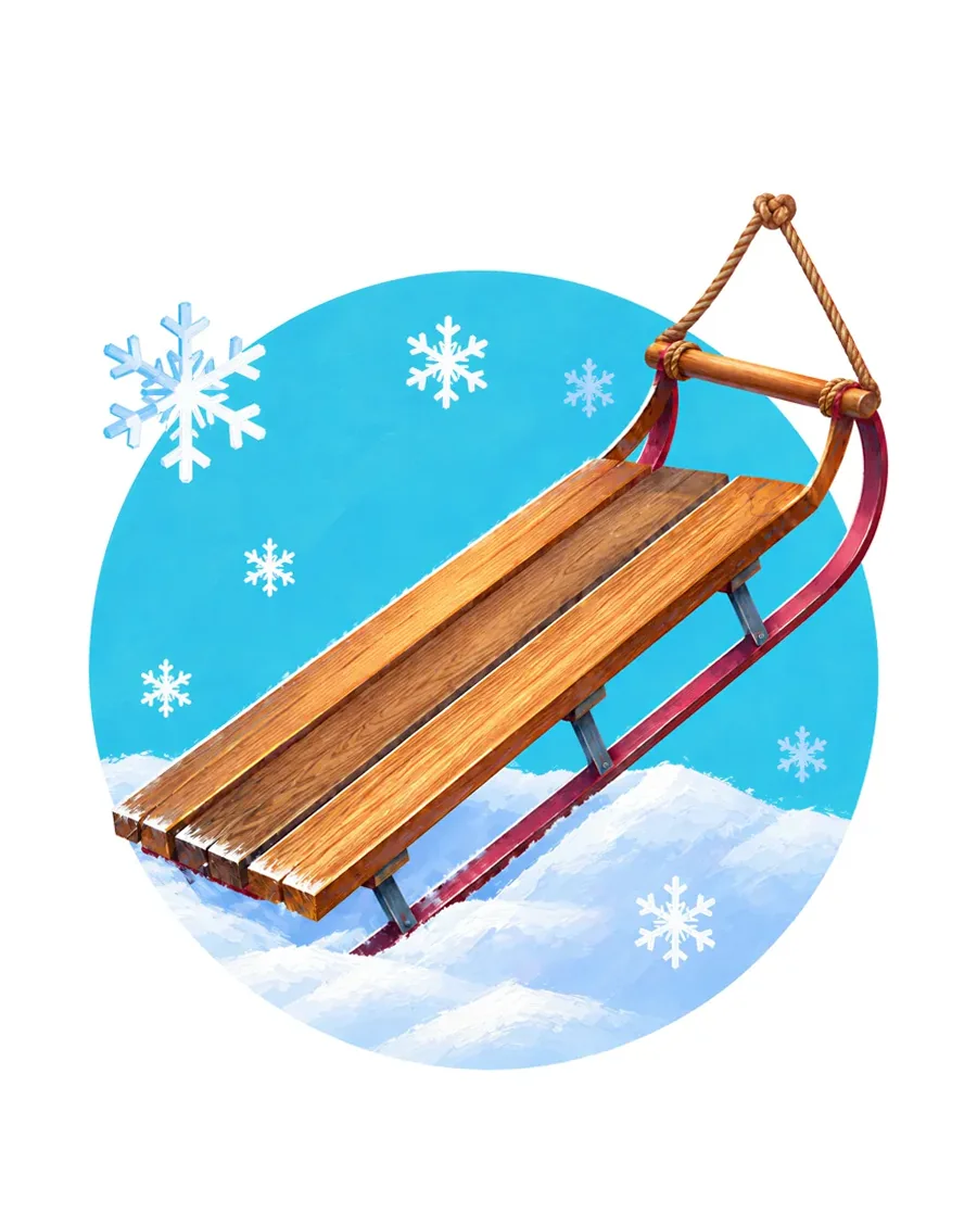 Antique wooden sled color reference from Quiet Winter